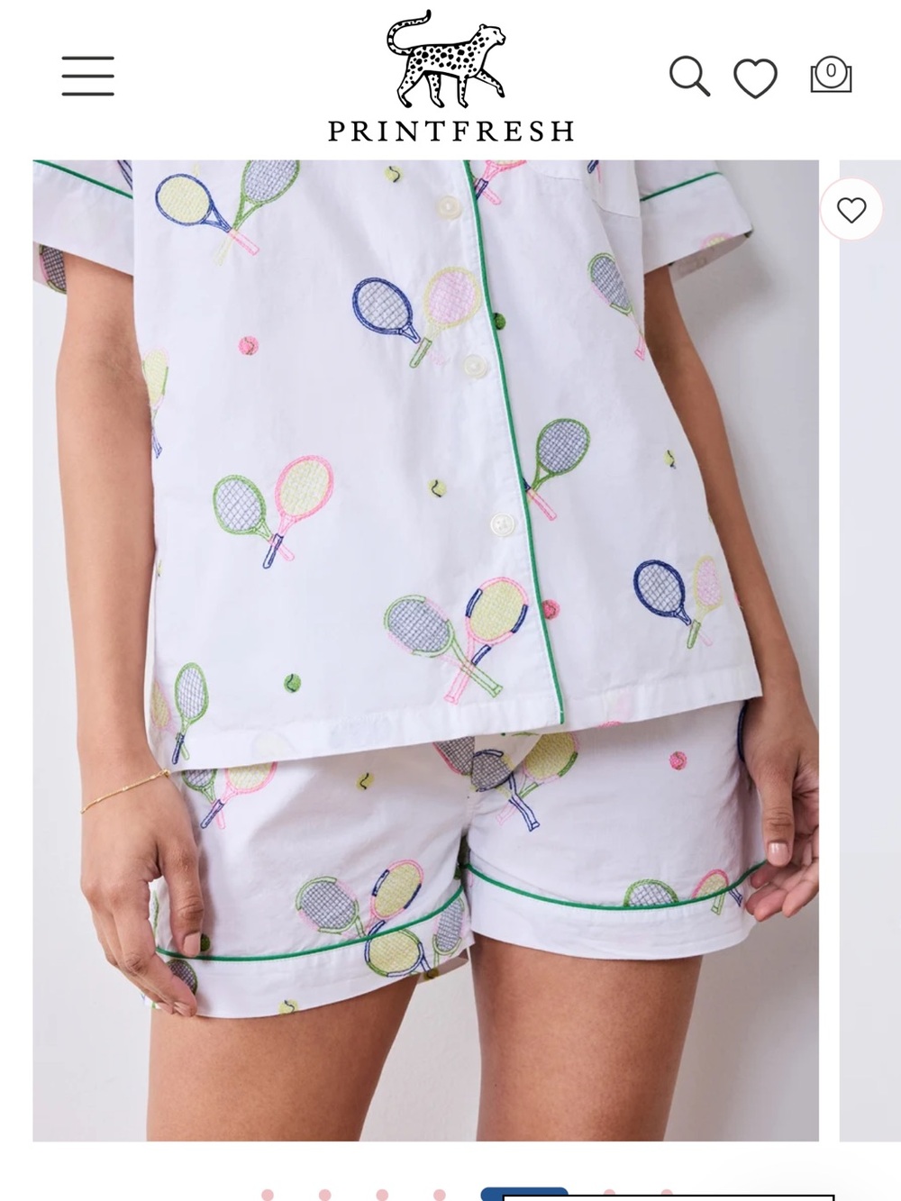 Printfresh Tennis Racket Short Pajama Set - Picture 4 of 5